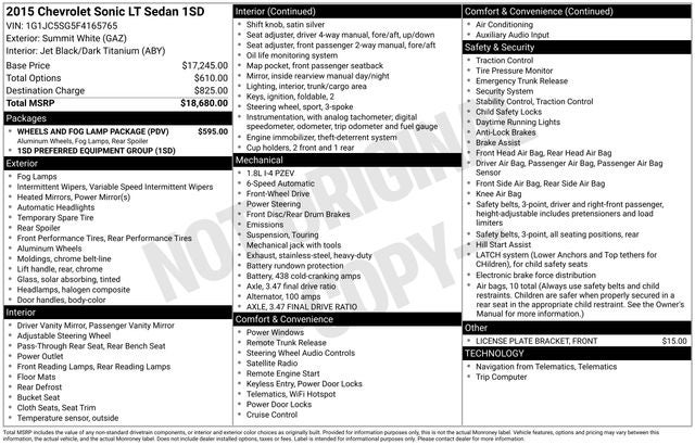2015 Chevrolet Sonic LT