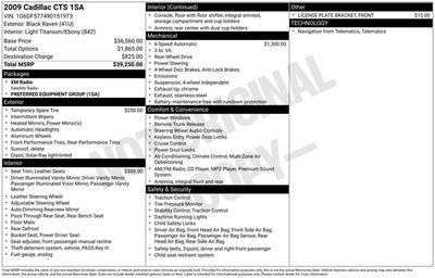 2009 Cadillac CTS Base 1SA