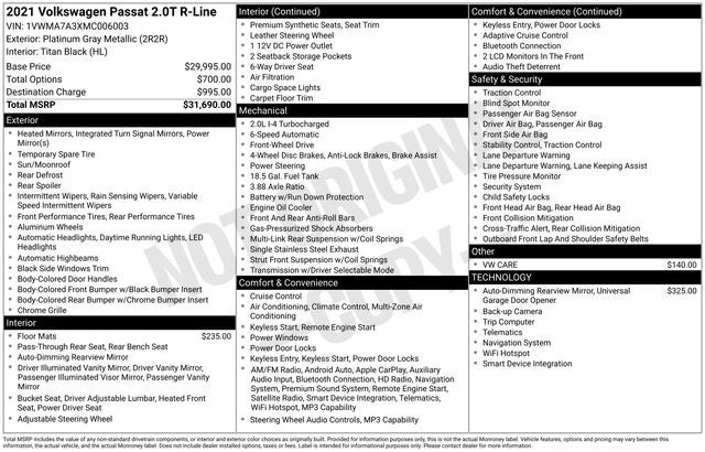 2021 Volkswagen Passat 2.0T R-Line
