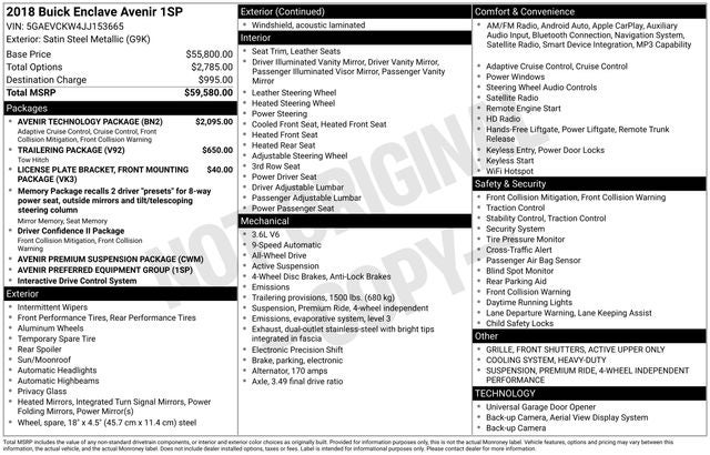 2018 Buick Enclave Avenir