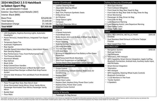 2024 Mazda Mazda3 2.5 S Select Sport