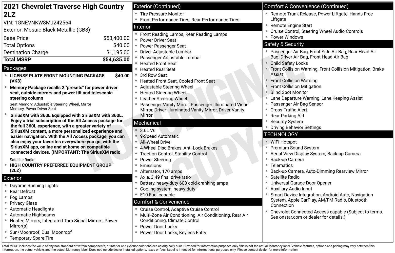 2021 Chevrolet Traverse High Country