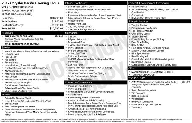 2017 Chrysler Pacifica Touring L Plus
