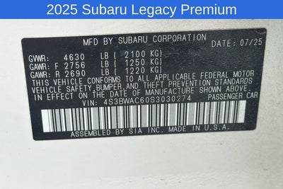 2025 Subaru Legacy Premium