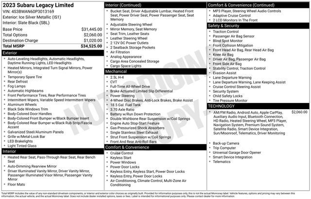 2023 Subaru Legacy Limited