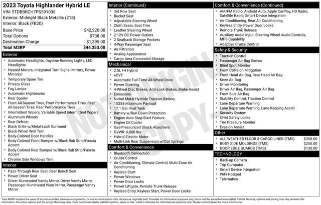 2023 Toyota Highlander Hybrid LE