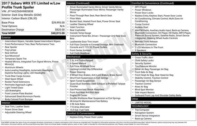 2017 Subaru WRX STi Limited