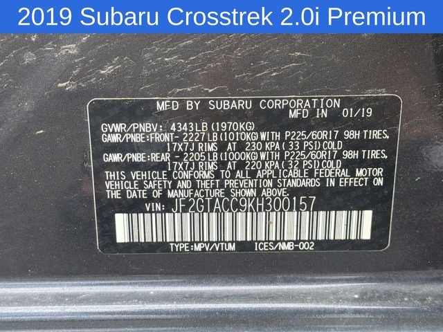 2019 Subaru Crosstrek 2.0i Premium