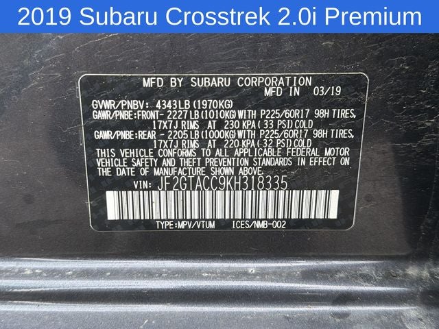 2019 Subaru Crosstrek 2.0i Premium