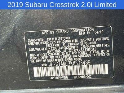 2019 Subaru Crosstrek 2.0i Limited