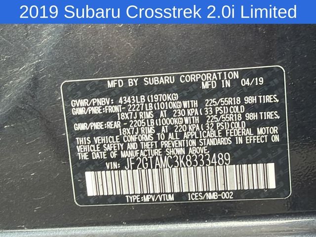 2019 Subaru Crosstrek 2.0i Limited