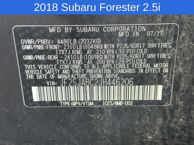 2018 Subaru Forester 2.5i