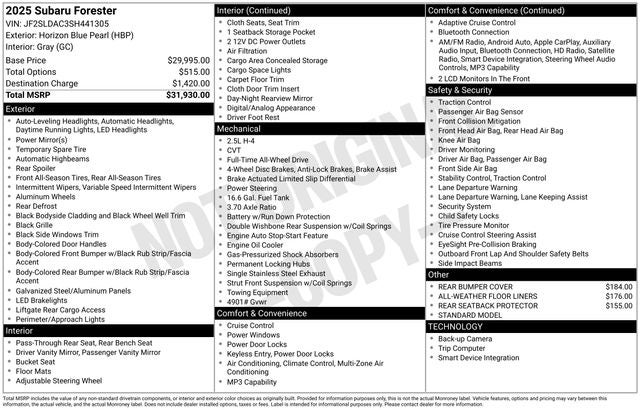 2025 Subaru Forester Base