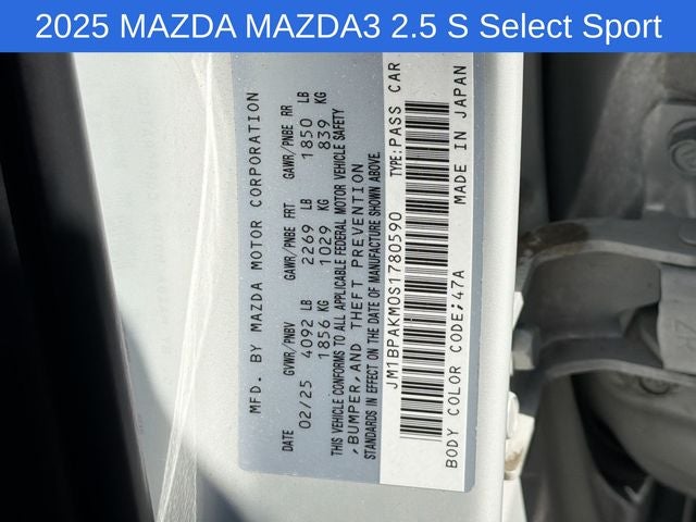 2025 Mazda Mazda3 2.5 S Select Sport