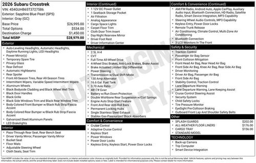 2026 Subaru CROSSTREK Base