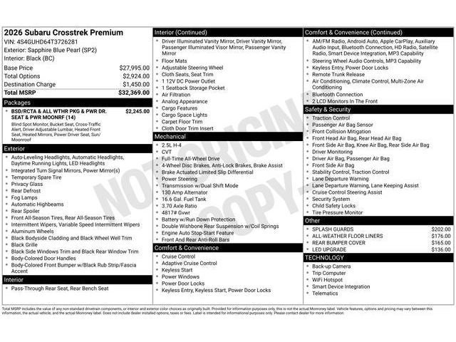 2026 Subaru CROSSTREK Premium