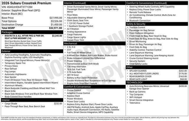 2026 Subaru CROSSTREK Premium