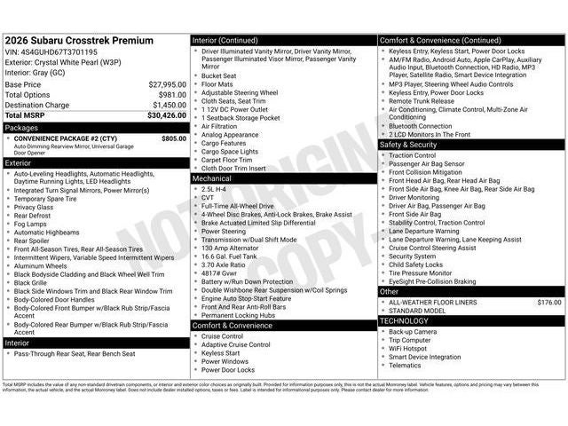2026 Subaru CROSSTREK Premium