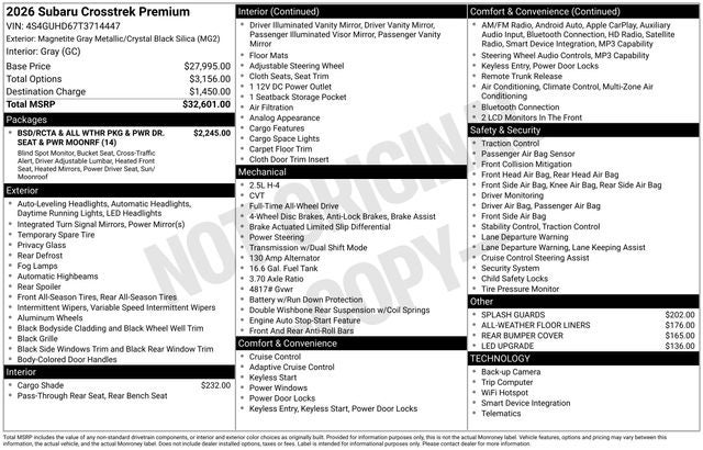 2026 Subaru CROSSTREK Premium