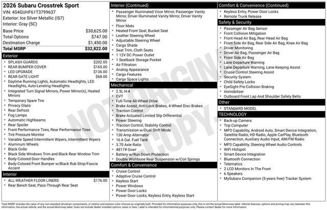 2026 Subaru CROSSTREK Sport