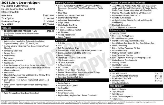 2026 Subaru CROSSTREK Sport