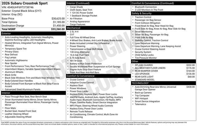2026 Subaru CROSSTREK Sport