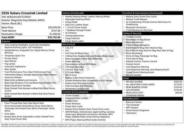 2026 Subaru CROSSTREK Limited