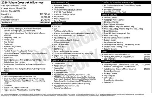 2026 Subaru CROSSTREK Wilderness