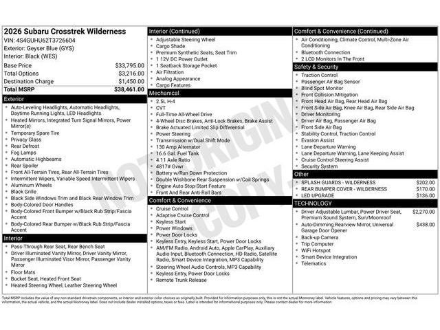 2026 Subaru CROSSTREK Wilderness