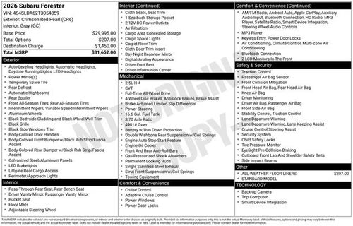 2026 Subaru FORESTER Standard Model
