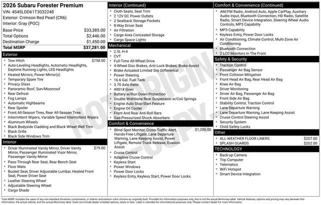 2026 Subaru FORESTER Premium