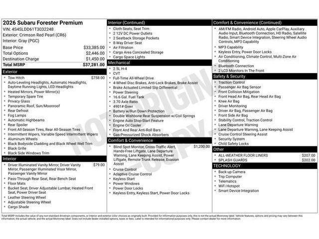 2026 Subaru FORESTER Premium