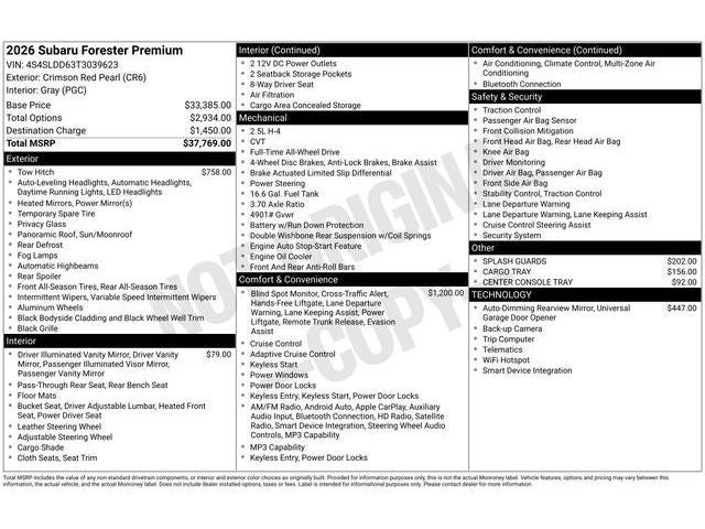 2026 Subaru FORESTER Premium