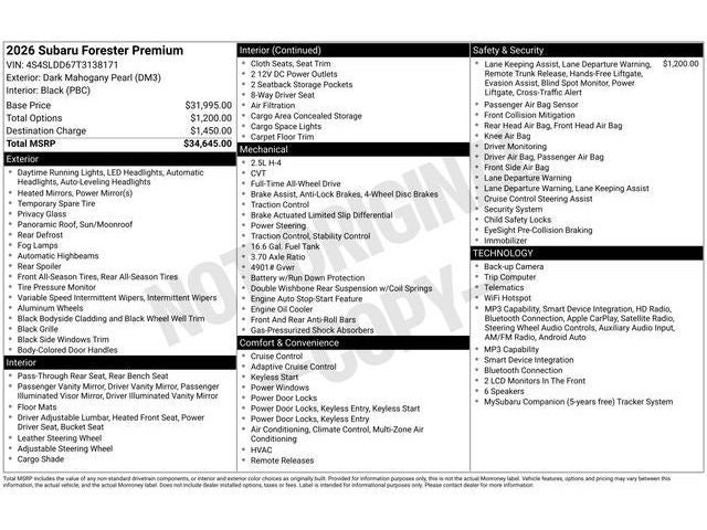 2026 Subaru FORESTER Premium
