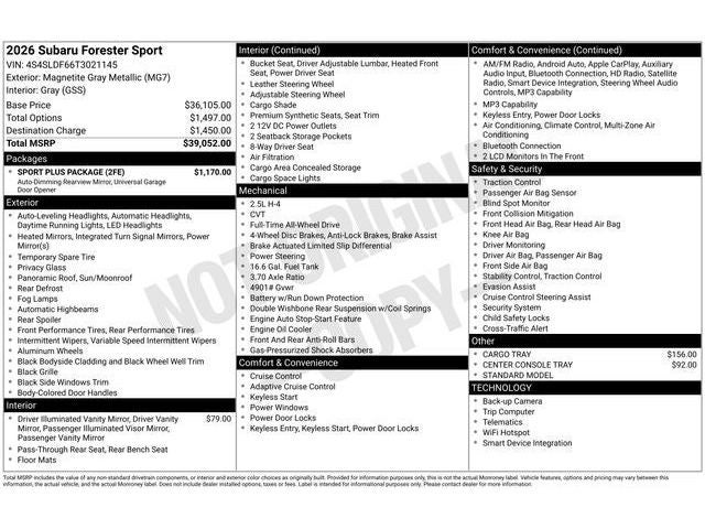 2026 Subaru FORESTER Sport