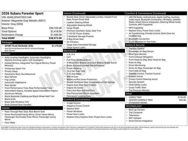 2026 Subaru FORESTER Sport