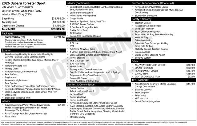 2026 Subaru FORESTER Sport Onyx Edition