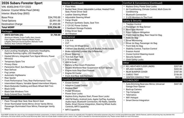 2026 Subaru FORESTER Sport Onyx Edition