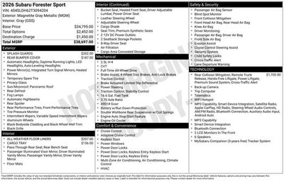 2026 Subaru FORESTER Sport
