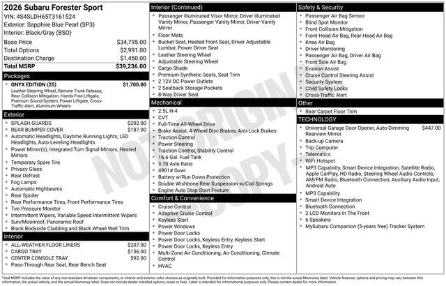 2026 Subaru FORESTER Sport Onyx Edition