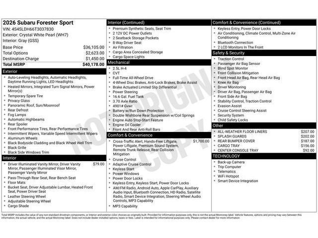 2026 Subaru FORESTER Sport
