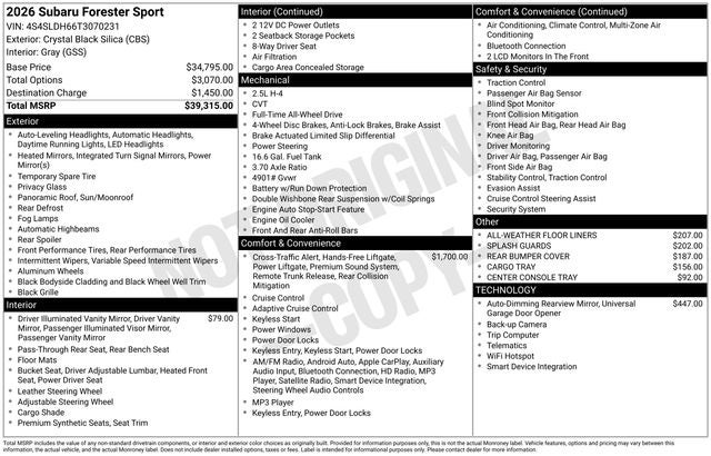 2026 Subaru FORESTER Sport