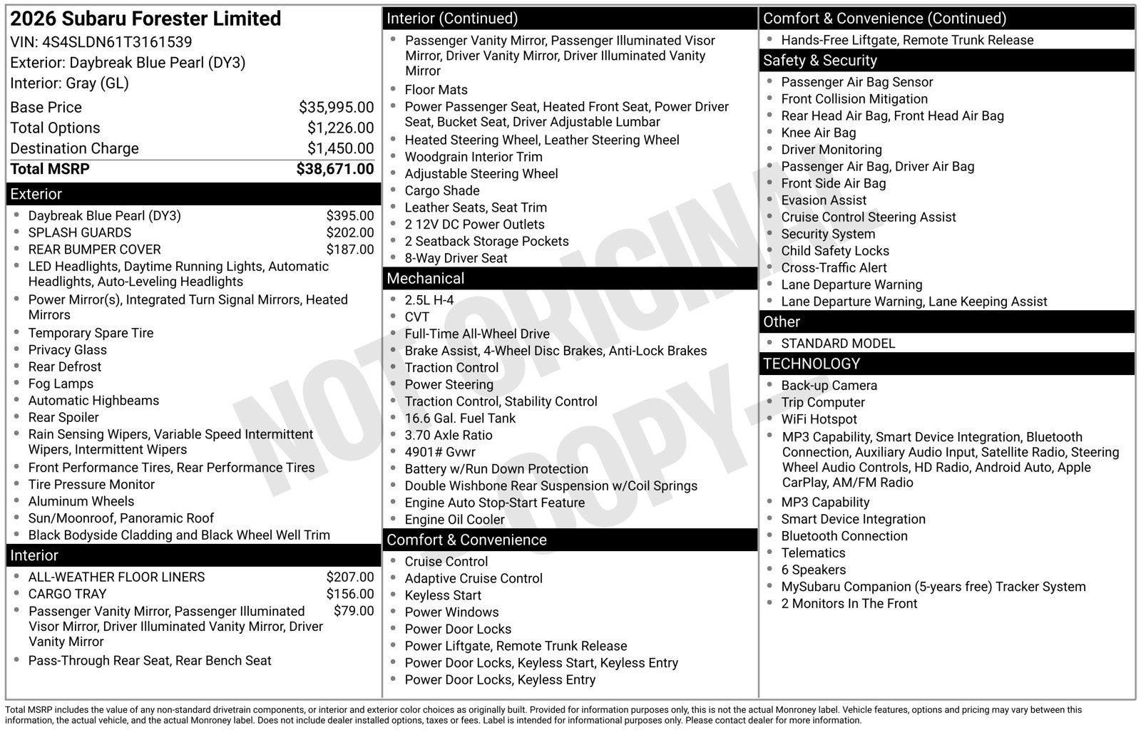 2026 Subaru FORESTER Limited