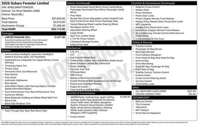 2026 Subaru FORESTER Limited
