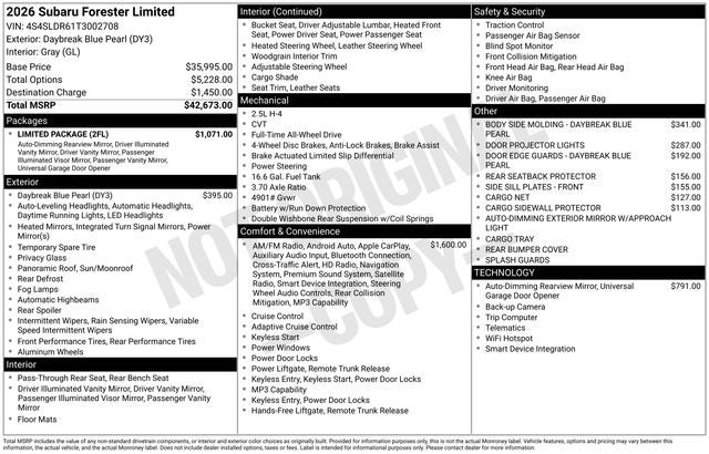 2026 Subaru FORESTER Limited