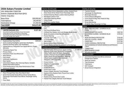 2026 Subaru FORESTER Limited