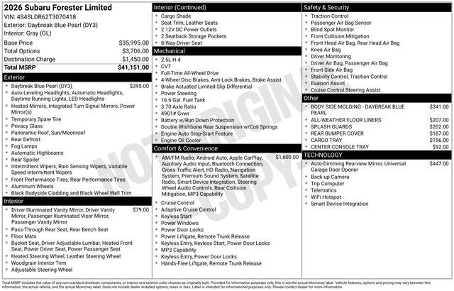 2026 Subaru FORESTER Limited