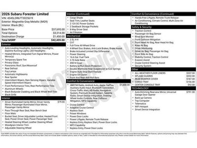 2026 Subaru FORESTER Limited
