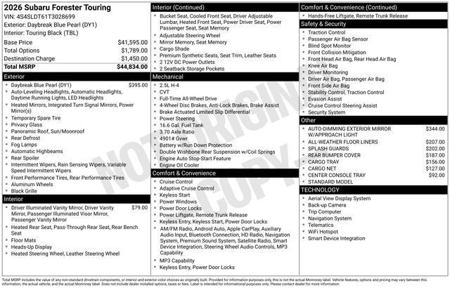 2026 Subaru FORESTER Touring