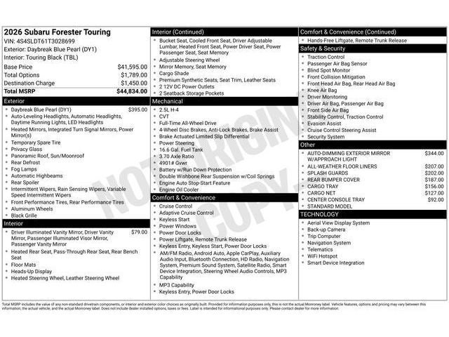 2026 Subaru FORESTER Touring